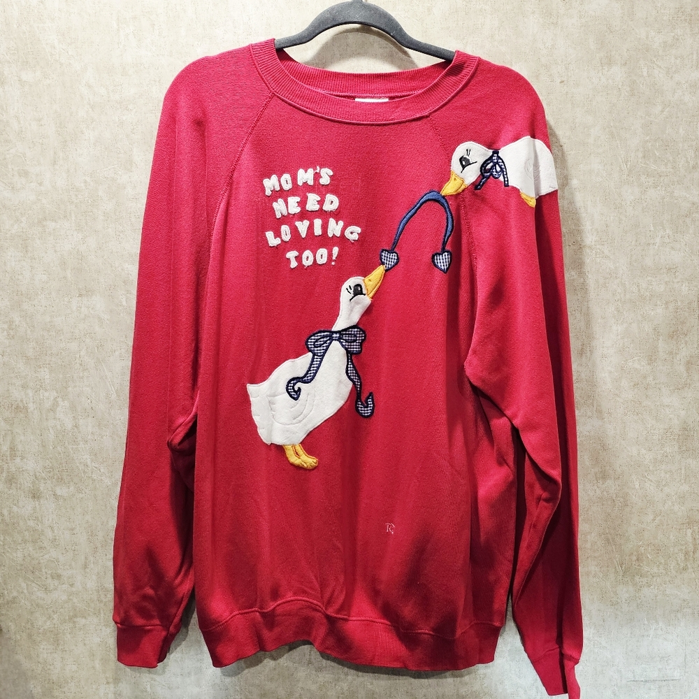 Vtg Hanes Goose Applique Crewneck Sweatshirt Homemade USA
